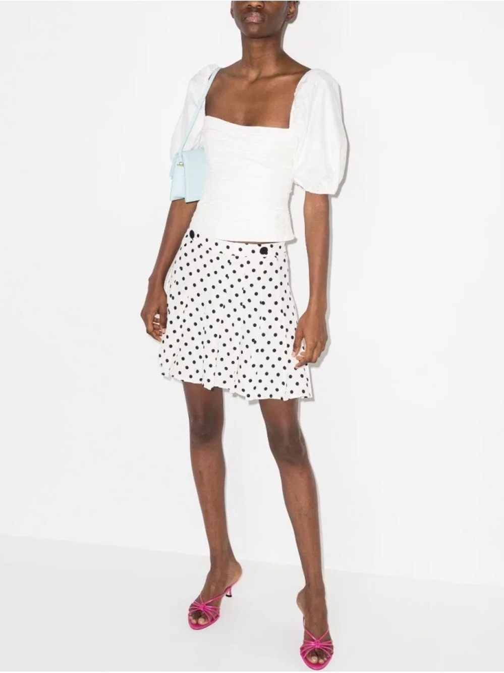 Reformation Square Neck Puff Sleeve Blouse White Size 4 EUC